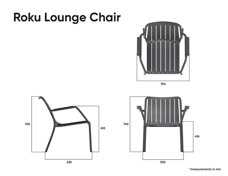 Roku Outdoor Lounge Chair in Matt Charcoal