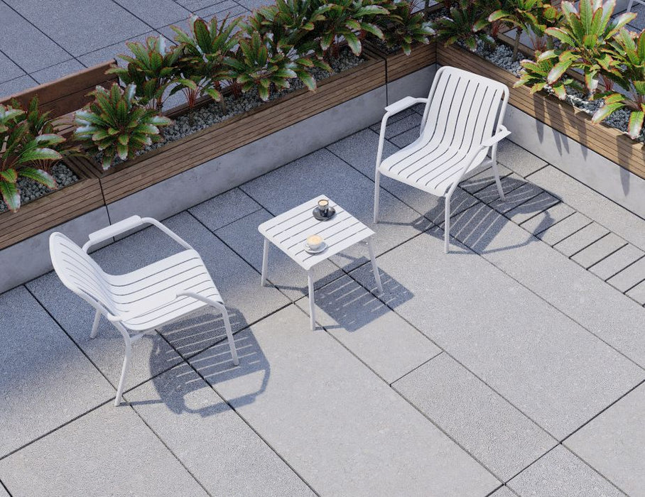 Roku Outdoor Low Stool Footrest in Matt White