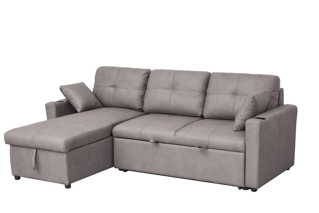 Romy Sofa Bed With Reversible Storage Chaise Brown Technology Fabric