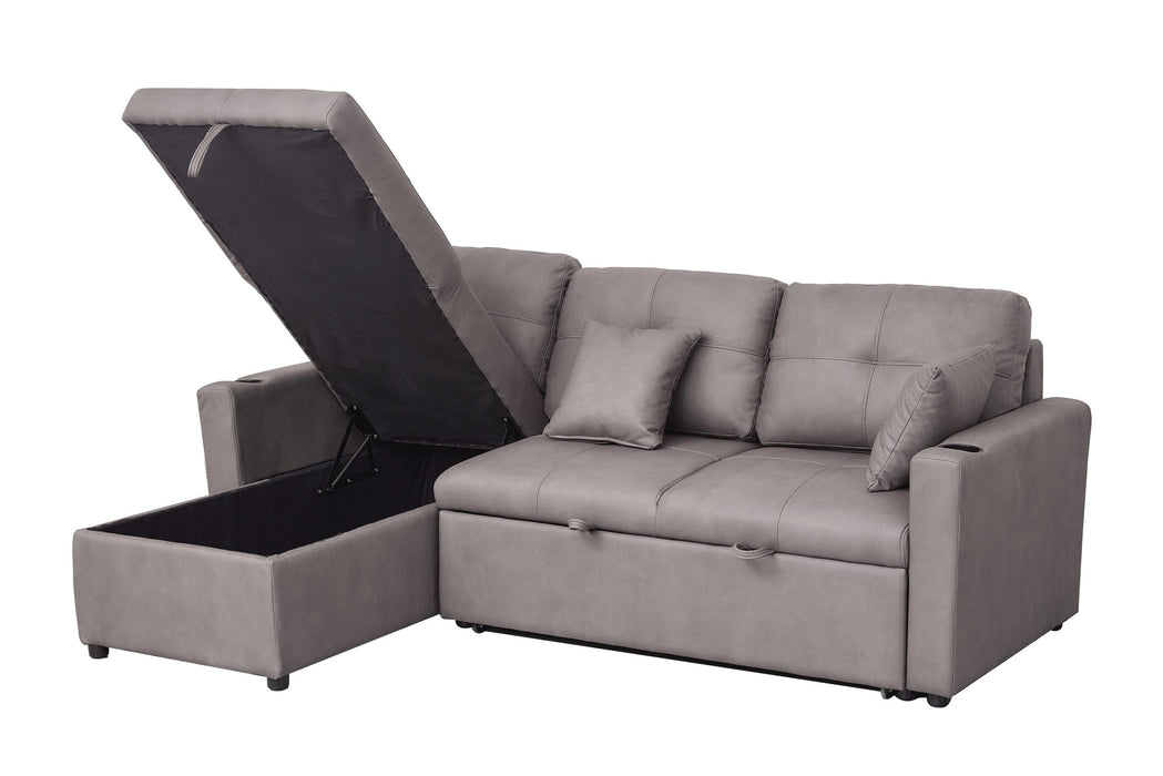 Romy Sofa Bed With Reversible Storage Chaise Brown Technology Fabric