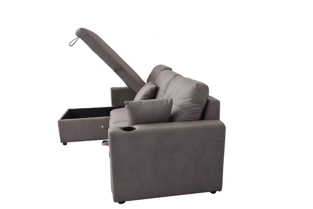 Romy Sofa Bed With Reversible Storage Chaise Brown Technology Fabric
