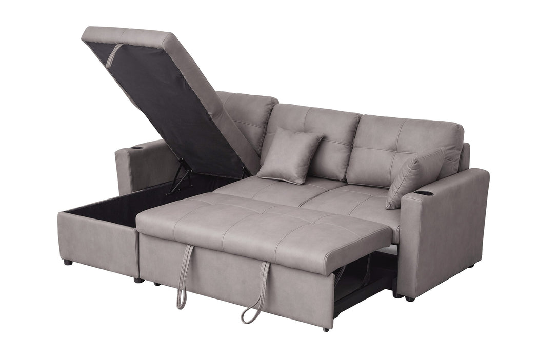 Romy Sofa Bed With Reversible Storage Chaise Brown Technology Fabric