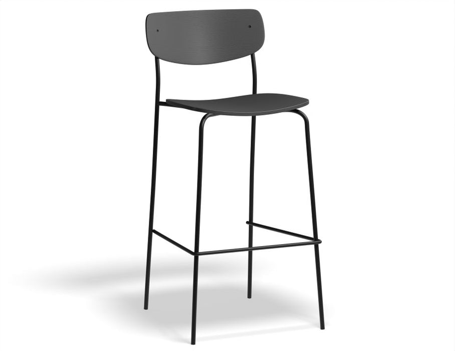 Rylie Stool - Black Stained Ash Seat and Backrest - 65cm Counter Kitchen Height