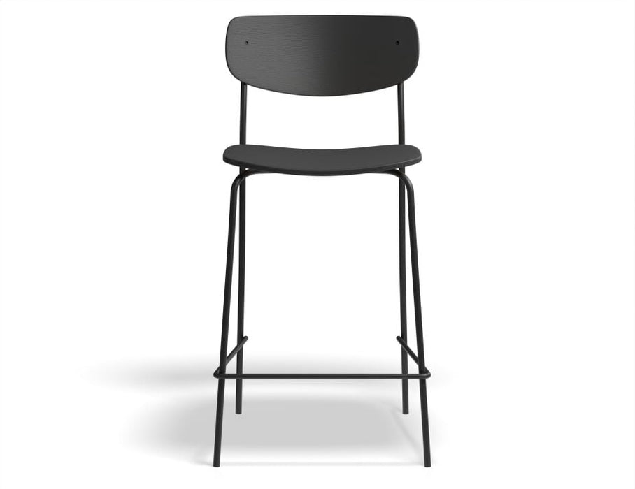 Rylie Stool - Black Stained Ash Seat and Backrest - 75cm Bar Height