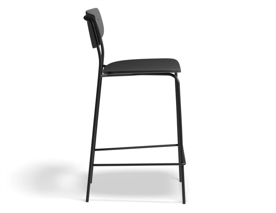 Rylie Stool - Black Stained Ash Seat and Backrest - 75cm Bar Height