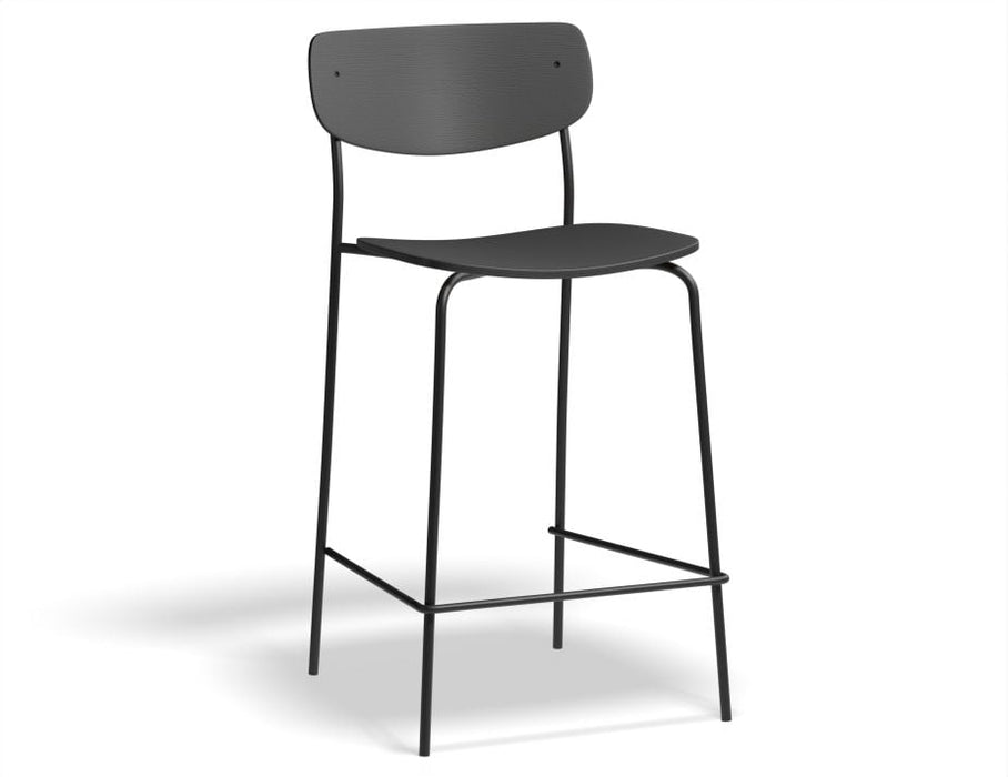 Rylie Stool - Black Stained Ash Seat and Backrest - 75cm Bar Height