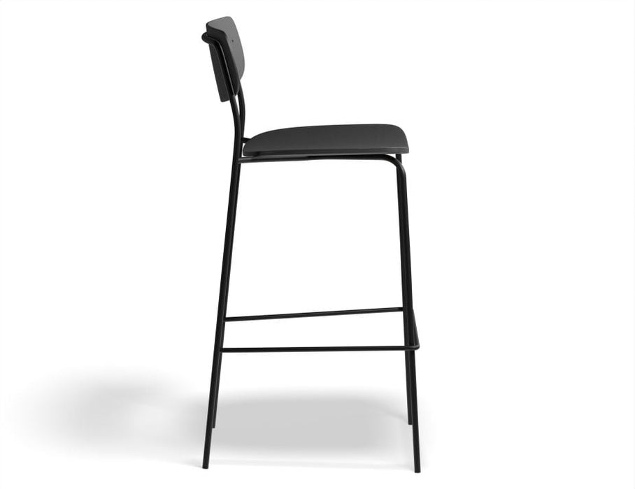 Rylie Stool - Black Stained Ash Seat and Backrest - 75cm Bar Height