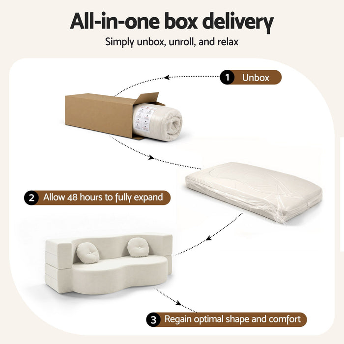 Artiss Folding Sofa Bed Floor Couch 2-in-1 Convertible Futon Loveseat Beige