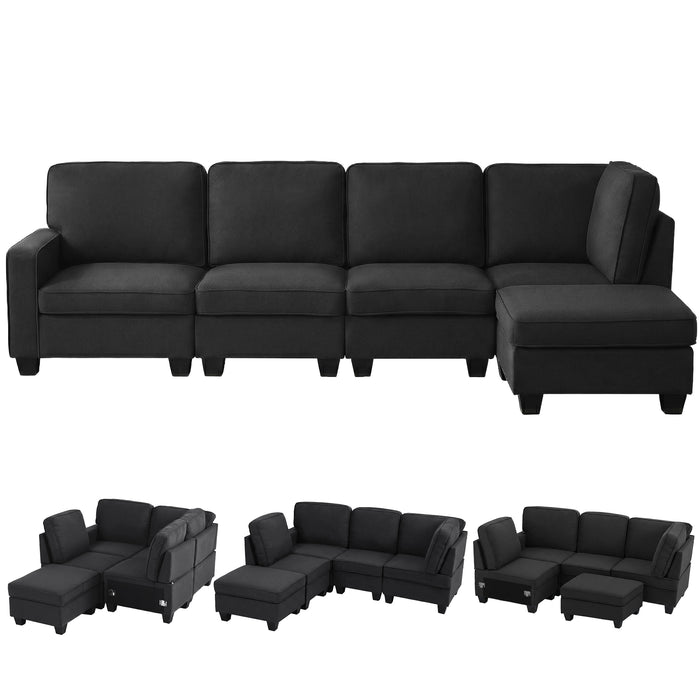Artiss Modular Sofa Chaise Set 5-seater Dark Grey