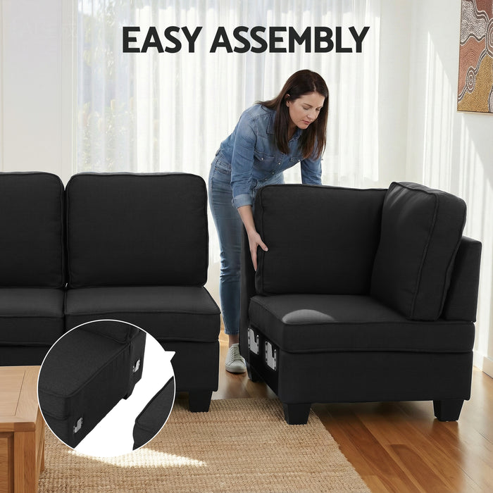 Artiss Modular Sofa Chaise Set 5-seater Dark Grey