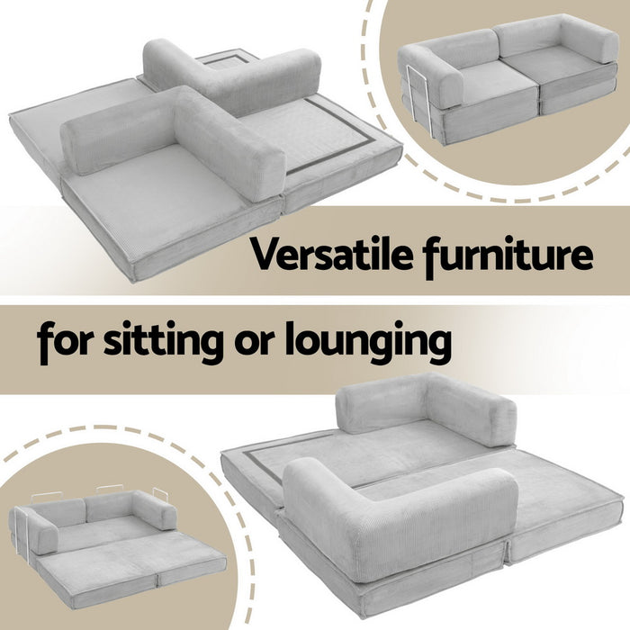 Artiss Convertible Folding Sofa Bed Grey