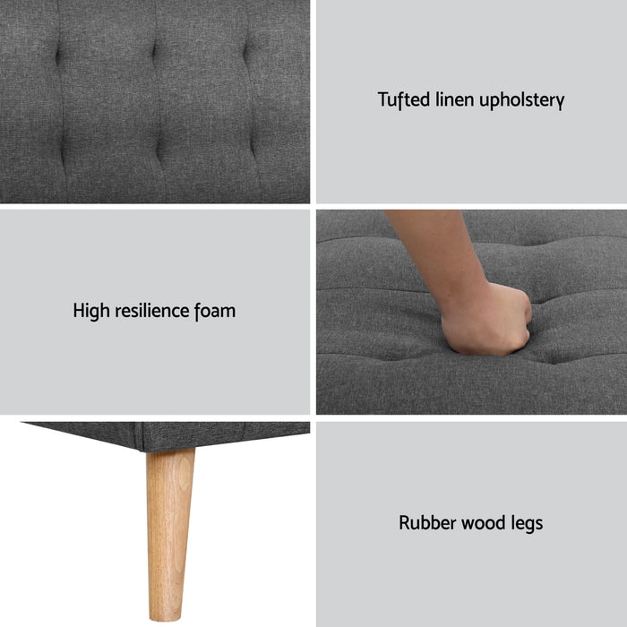 Artiss 2x Sofa Bed Couch Single Seater Fabric Grey