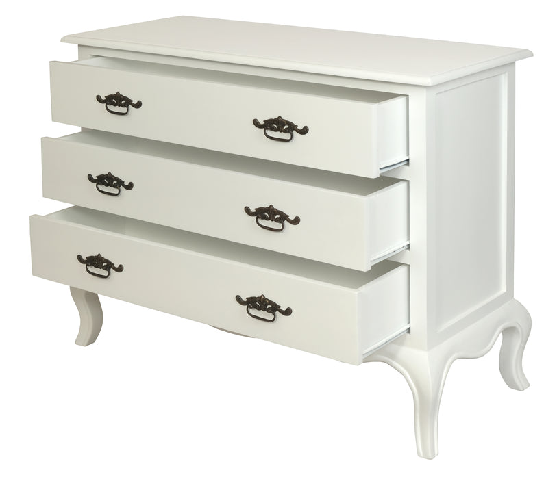 French Provinvial 3 Drawer Sideboard (White)