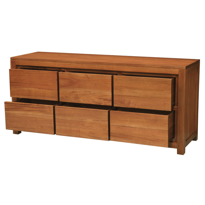 Amsterdam 6 Drawer Dresser (Light Pecan)