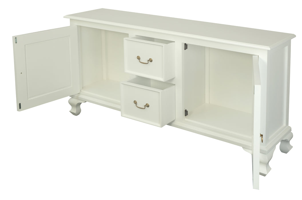 Queen Anne 2 Door 2 Drawer Buffet (White)
