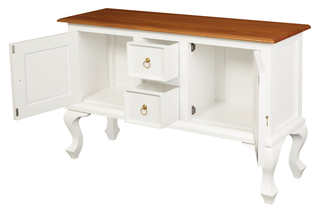 Queen Anne 2 Door 2 Drawer Buffet (White Caramel)