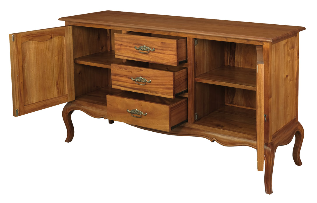 French Provincial 2 Door 3 Drawer Buffet (Light Pecan)