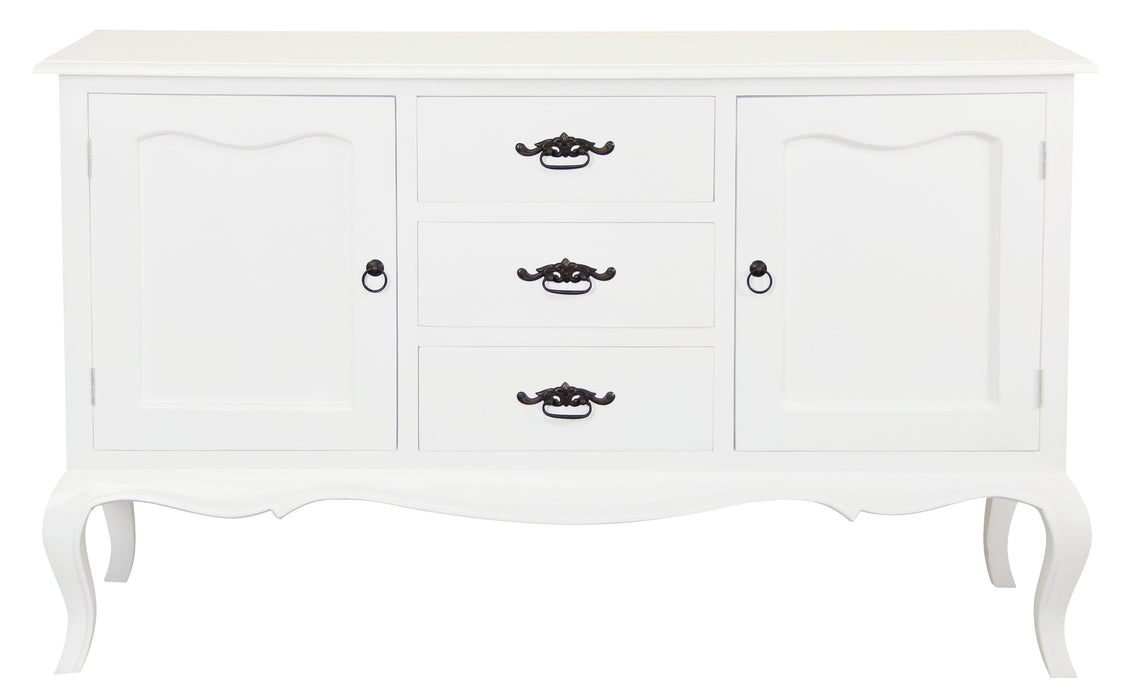 French Provincial 2 Door 3 Drawer Buffet (White)