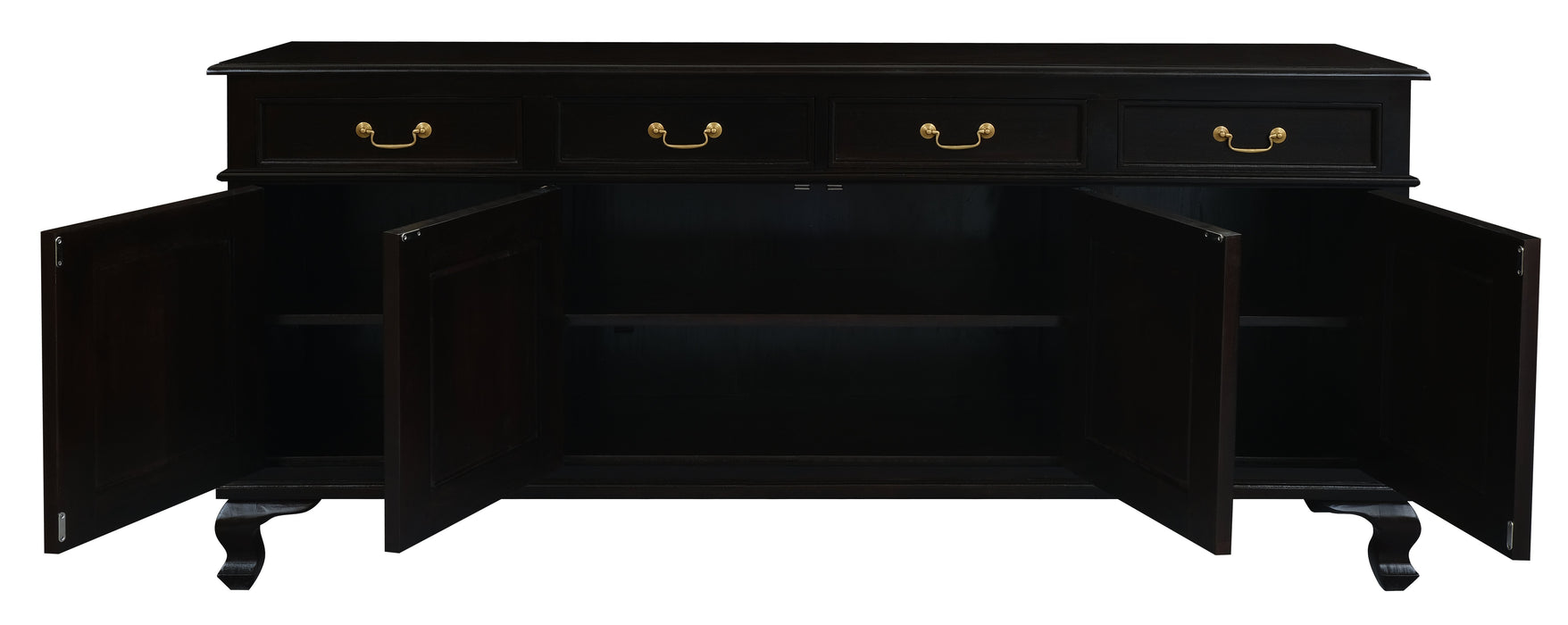 Queen Anne 4 Door 4 Drawer Buffet (Chocolate)