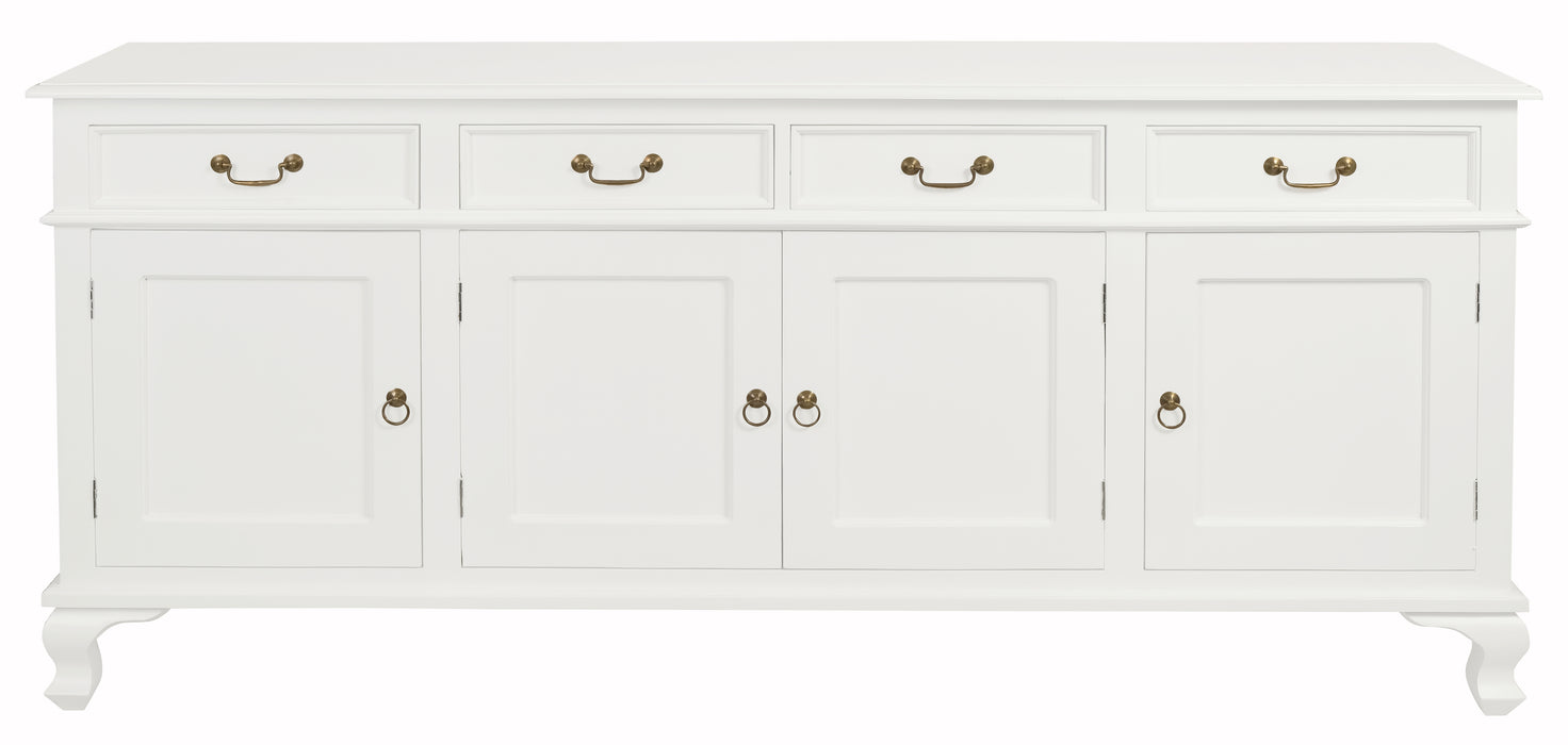 Queen Anne 4 Door 4 Drawer Buffet (White)