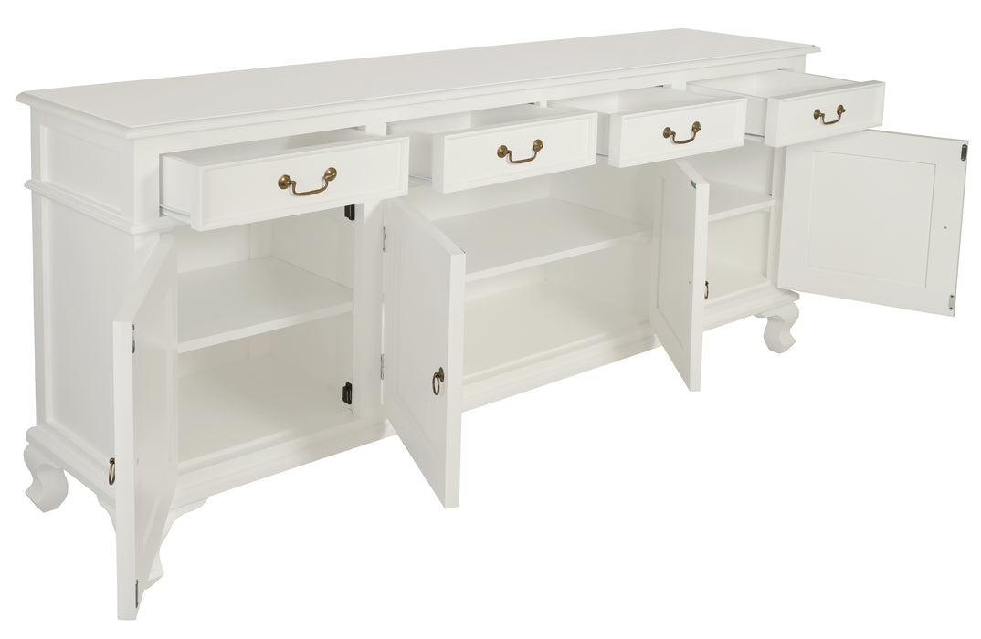 Queen Anne 4 Door 4 Drawer Buffet (White)