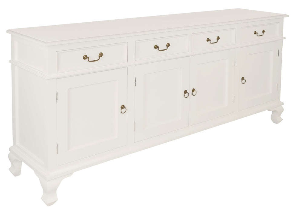 Queen Anne 4 Door 4 Drawer Buffet (White)
