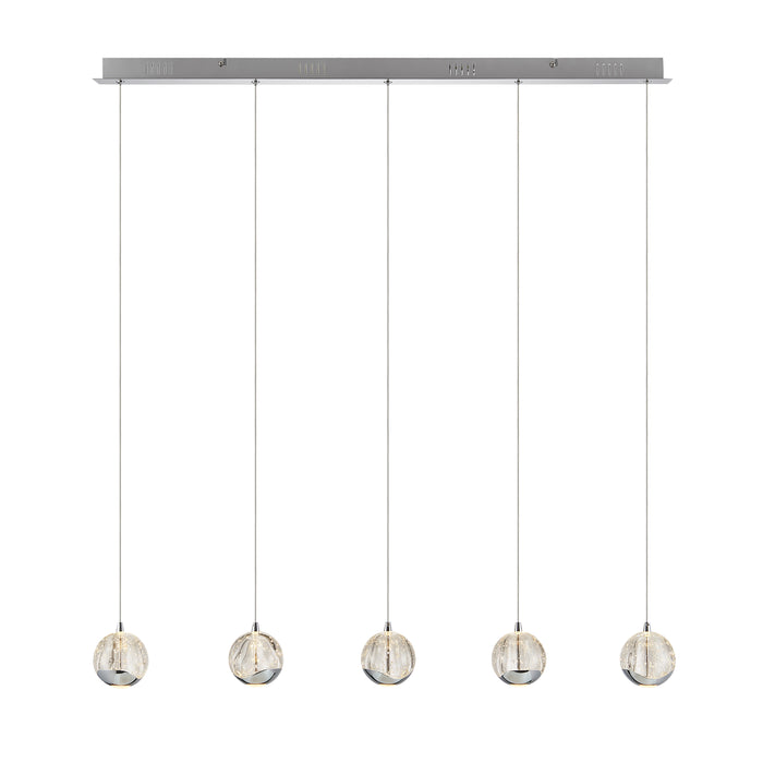 Segovia 5 Lts Bar Pendant - Chrome, Clear