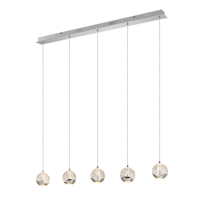 Segovia 5 Lts Bar Pendant - Chrome, Clear