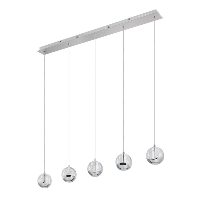 Segovia 5 Lts Bar Pendant - Chrome, Clear