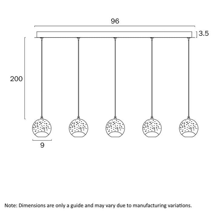 Segovia 5 Lts Bar Pendant - Chrome, Clear