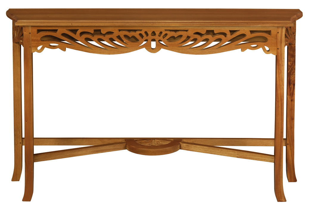 Jepara Carved Hall Table - Large (Light Pecan)