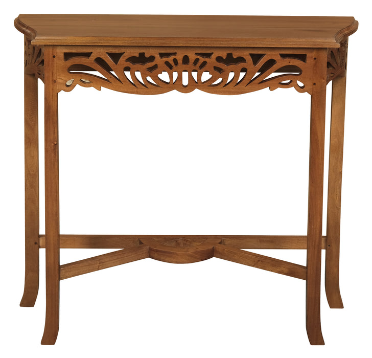 Jepara Carved Hall Table (Light Pecan)