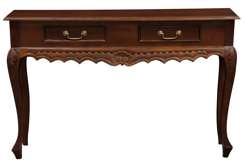 Jepara 2 Drawer Carved Sofa/Hall Table (Mahogany)