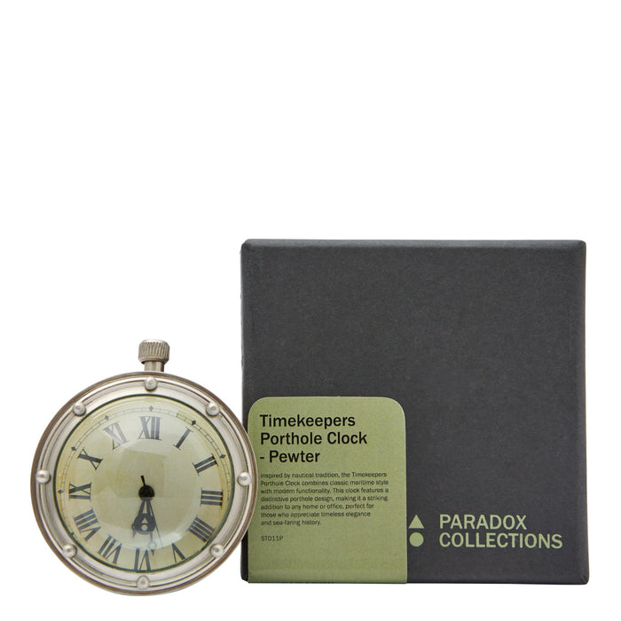 Timekeepers Porthole Clock, Pewter