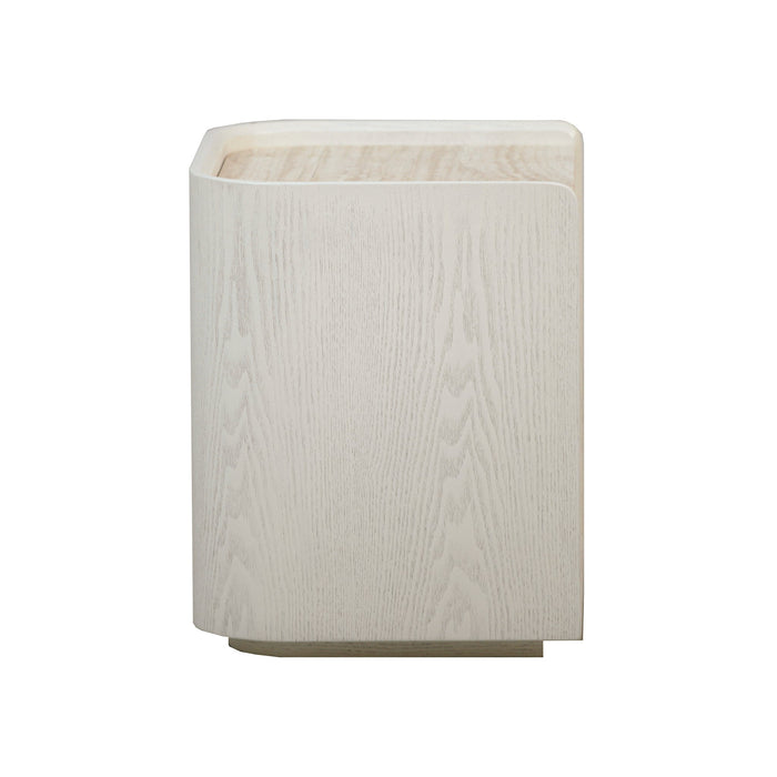 Sorell 50cm Travertine Bedside Table - Ivory Oat