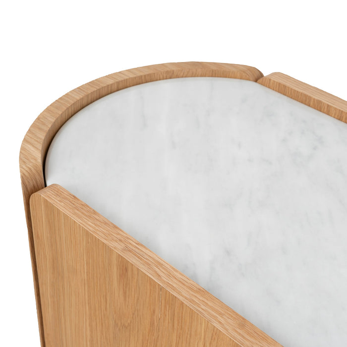 Arnar 60cm Bedside Table - Natural Oak with Marble Top