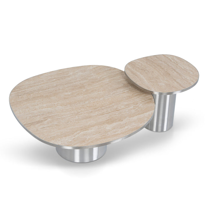 Aurum Nested Porcelain Coffee Table - Stainless Steel