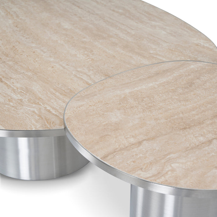 Aurum Nested Porcelain Coffee Table - Stainless Steel