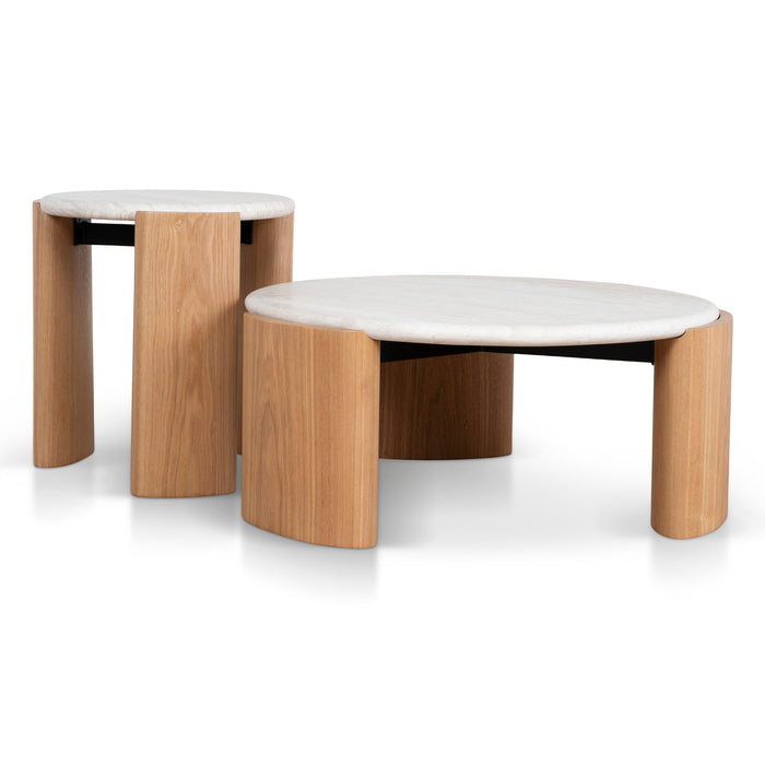 Marbela Nested Travertine Coffee Table - Natural