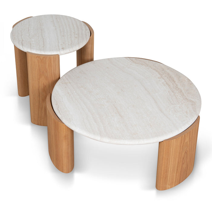 Marbela Nested Travertine Coffee Table - Natural