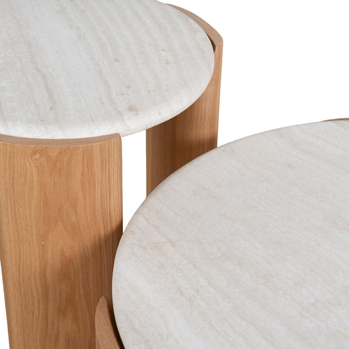 Marbela Nested Travertine Coffee Table - Natural