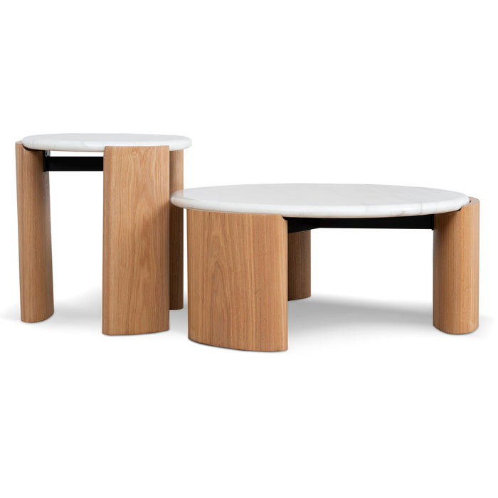 Marbela Nested Carrara Marble Coffee Table - Natural