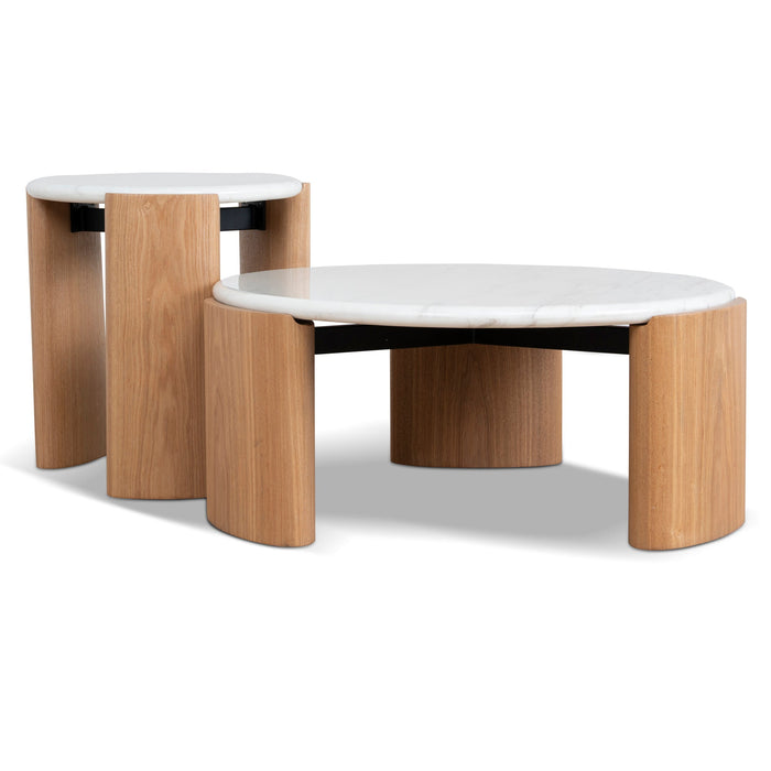 Marbela Nested Carrara Marble Coffee Table - Natural
