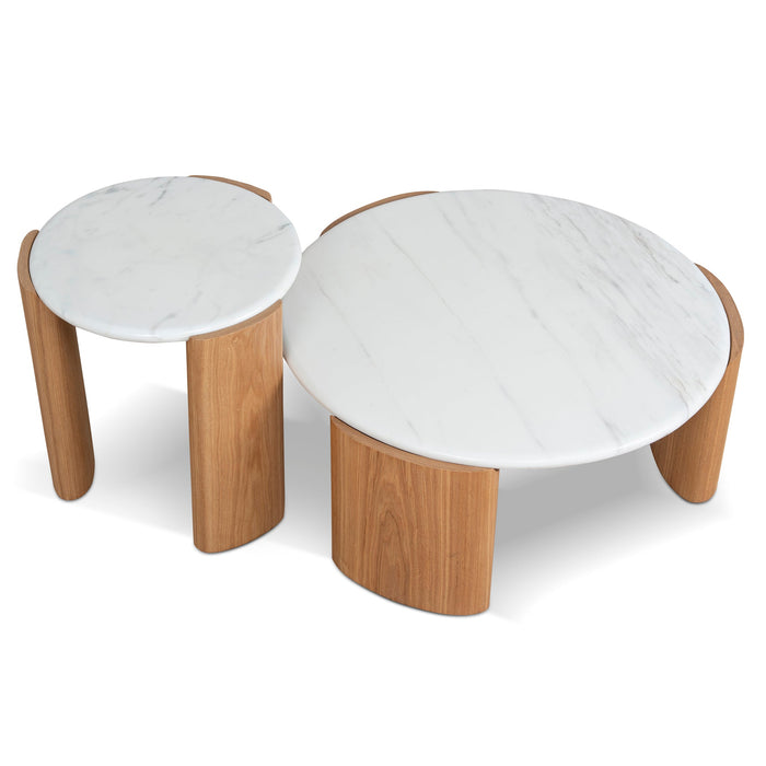 Marbela Nested Carrara Marble Coffee Table - Natural