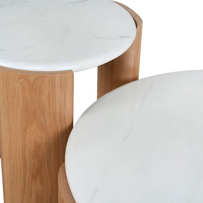 Marbela Nested Carrara Marble Coffee Table - Natural