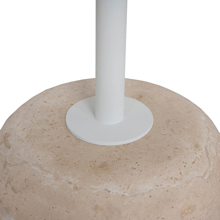 Pravina 45cm Matte White Side Table - Travertine