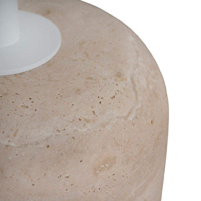Pravina 45cm Matte White Side Table - Travertine