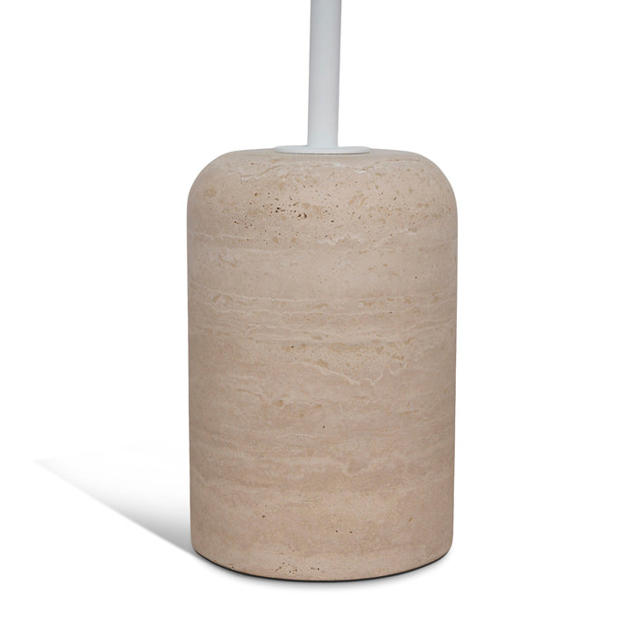 Pravina 45cm Matte White Side Table - Travertine