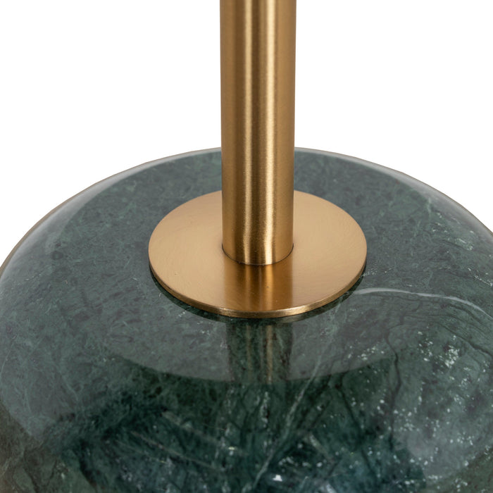 Pravina 45cm Brushed Gold Side Table - Green Crystal