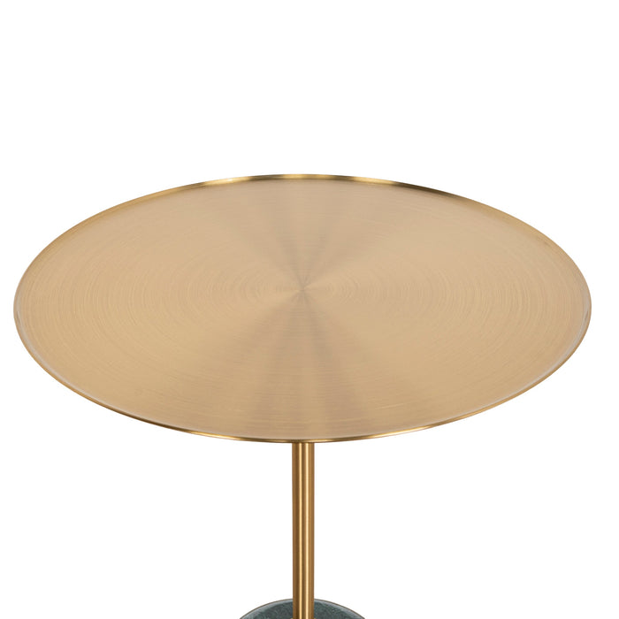 Pravina 45cm Brushed Gold Side Table - Green Crystal